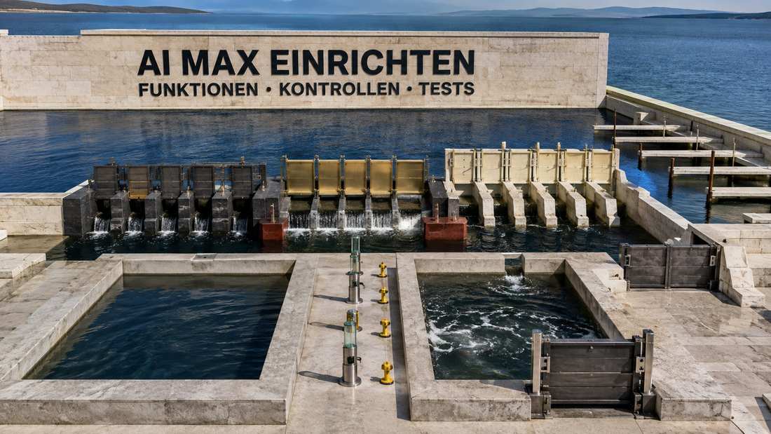 Monumentales hydraulisches Prüflabor mit drei steuerbaren Kammern und gelben Freigabestiften für einen AI-Max-Test