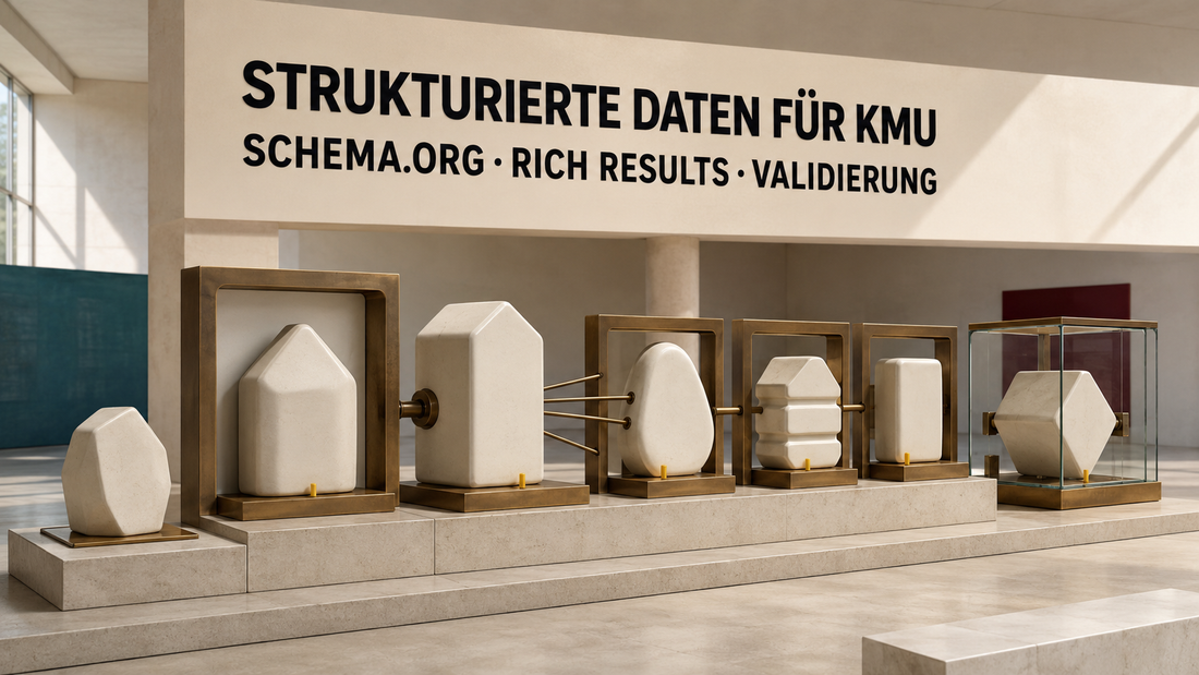 Helles Präzisionsregister mit keramischen Entitätskörpern, bronzenen Fassungen und gelben Prüfstiften für validierte Datenbeziehungen